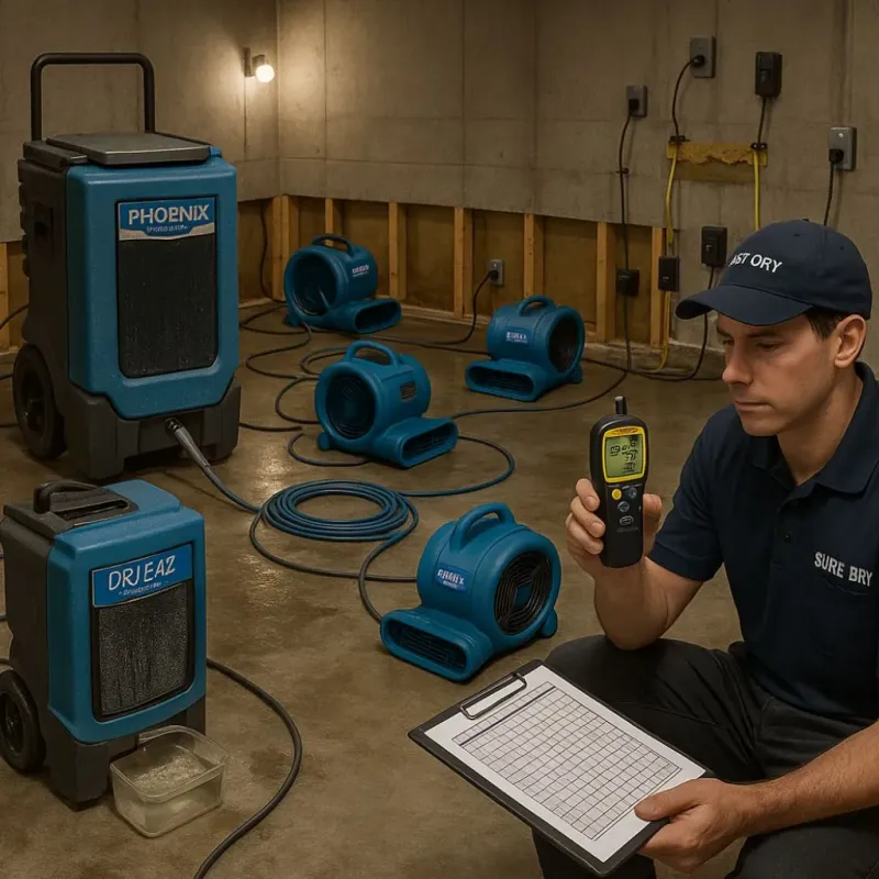 Structural Drying and Dehumidification process in Watertown, MA